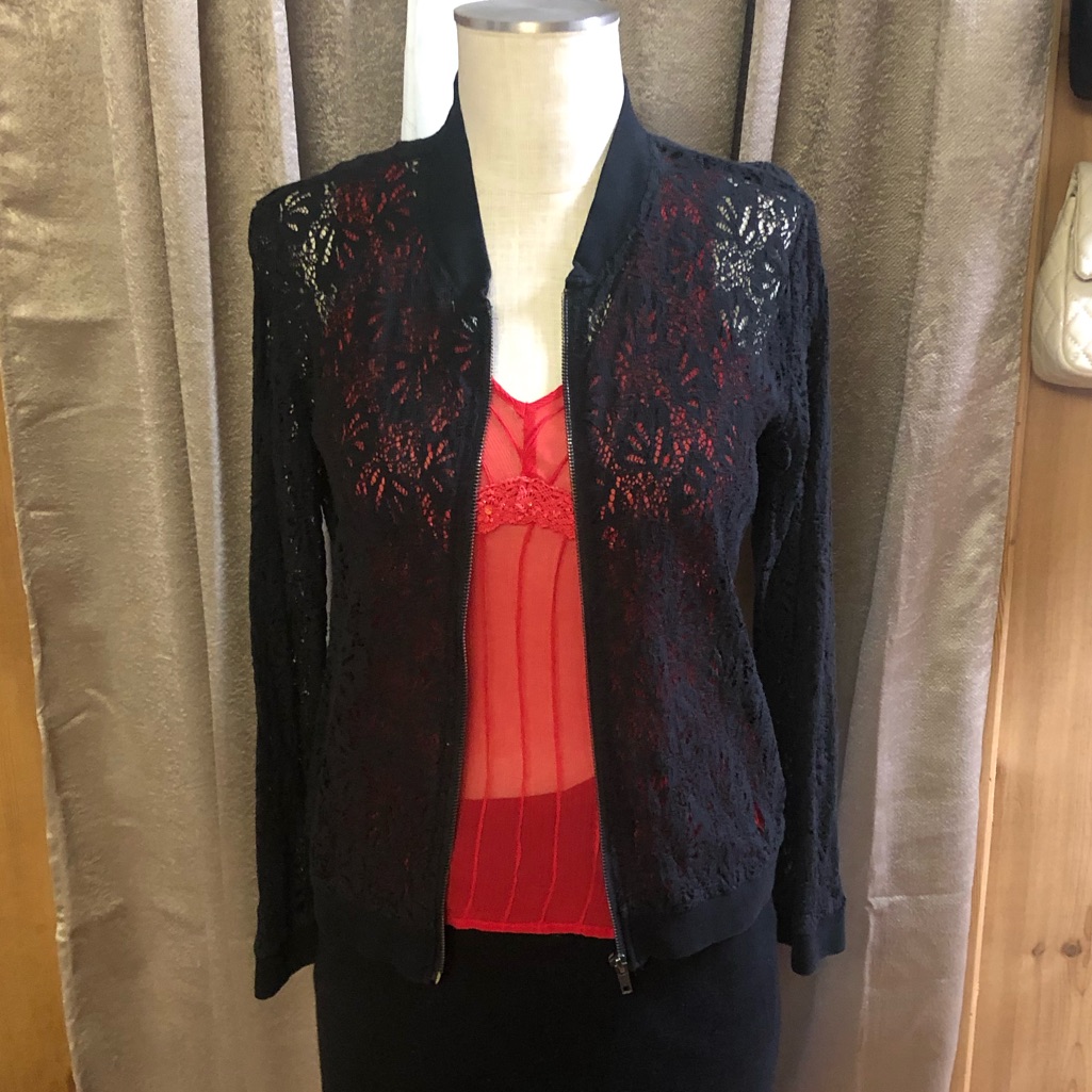 Black Laced Zip Up Jacket